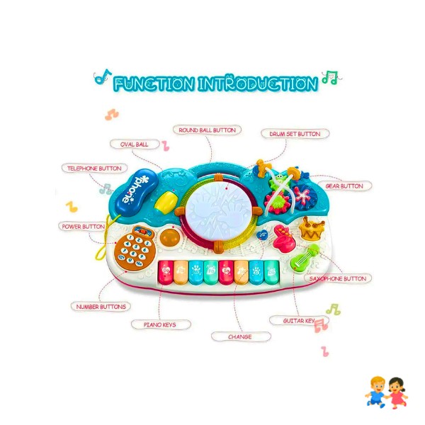 Piano Musical Didáctico Bebé Multifuncional Luces Sonidos Juguete Educativo Infantil