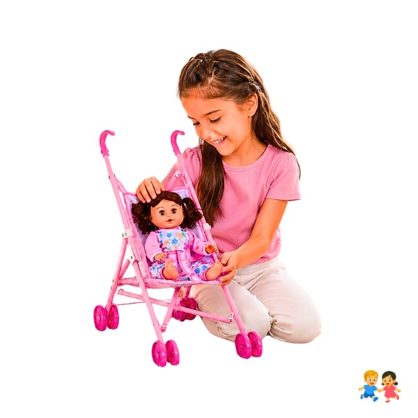 Cochecito Coche Plegable Muñeca Bebe Juguete Juego Niñas