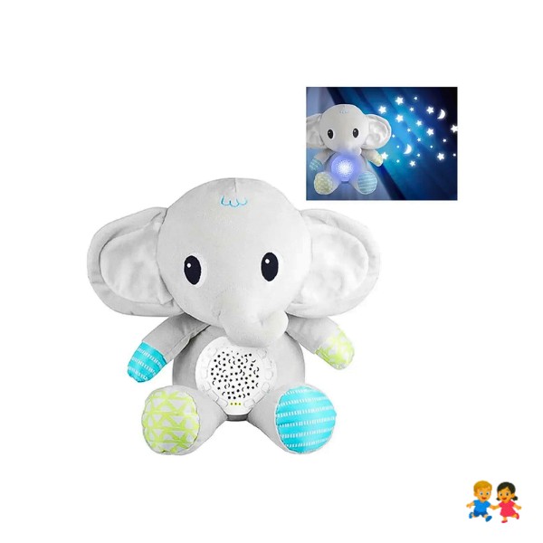 Peluche Con Sonido Ruido Blanco Luz Nocturna Elefante