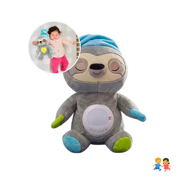 Peluche Con Sonido Ruido Blanco Luz Nocturna Perezoso