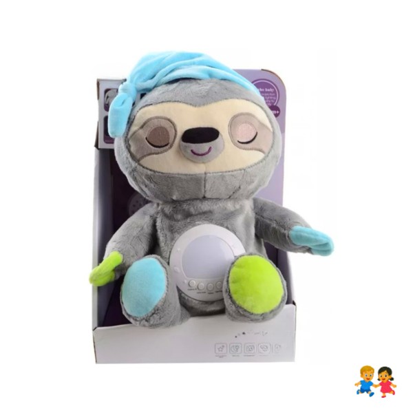 Peluche Con Sonido Ruido Blanco Luz Nocturna Perezoso