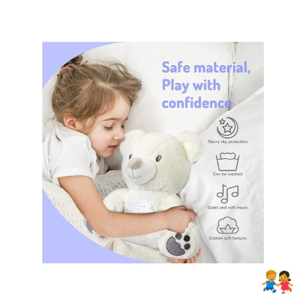 Peluche Con Sonido Ruido Blanco Luz Nocturna Osito