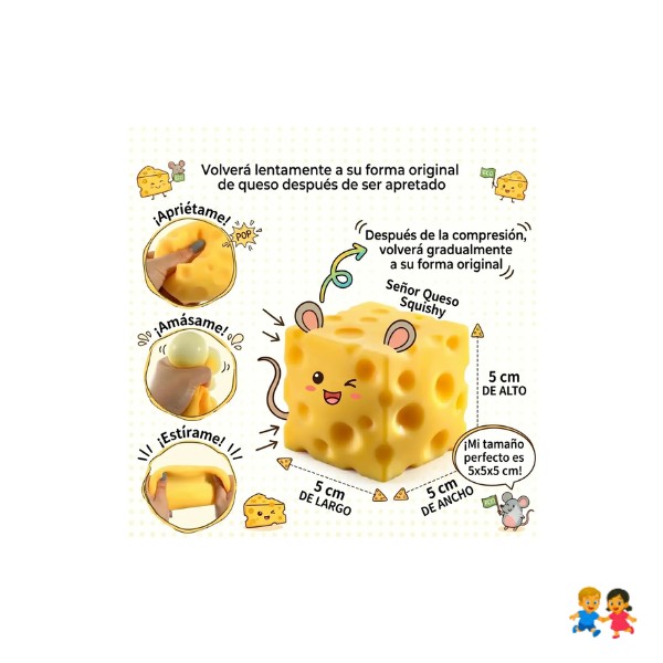 Squishy De Queso Cheese Antiestrés Amarillo Diversion Niños