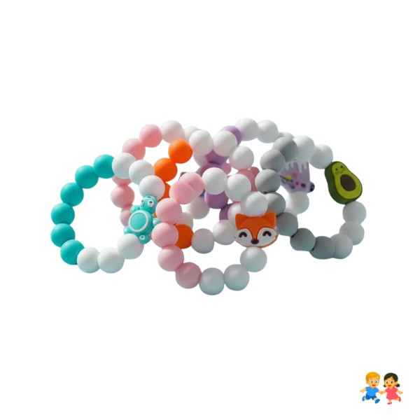 Pulsera De Dentición De Silicona Con Sonajero (2 En 1).