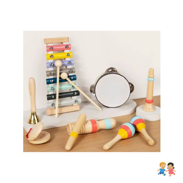 Set De 9 Instrumentos Musicales Madera Montessori Para Niños