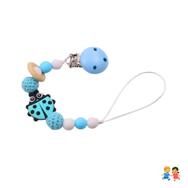 Portachupetes De Silicona Y Madera Porta Chupones Para Bebé