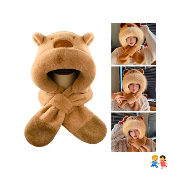 Gorro Oso Con Bufanda Orejas Peludo Invierno