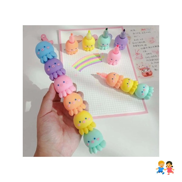 Marcatextos Plumón Pulpitos Pulpo 5 Color Fosforecentes