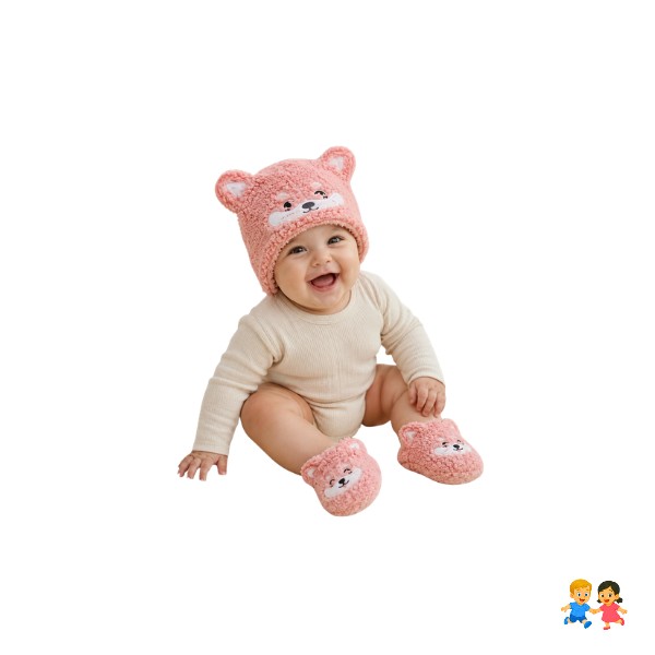 Set Gorro y Pantuflas Bebé Invierno Abrigado