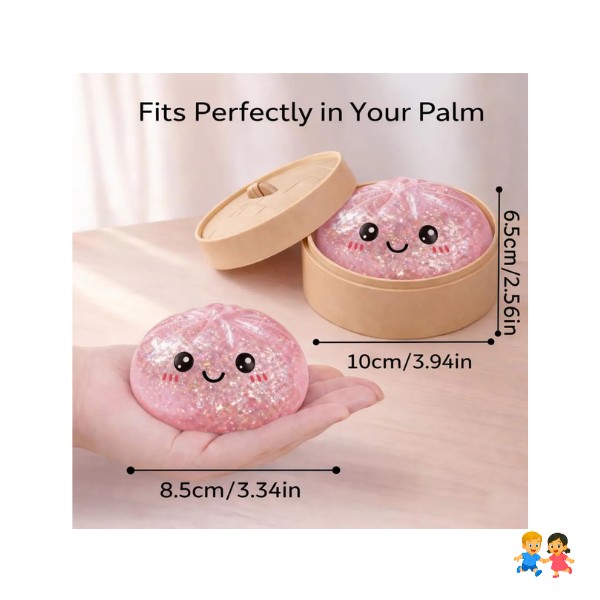 Squishy Pan Bao Brillante con purpurina antiestres