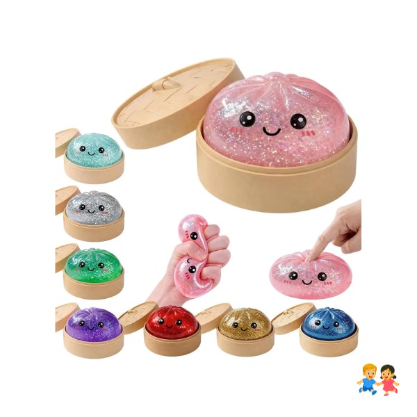 Squishy Pan Bao Brillante con purpurina antiestres