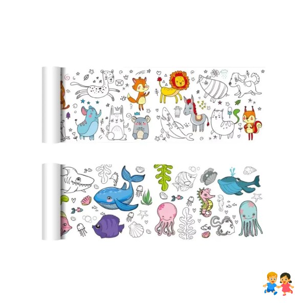 Rollo de Papel Adhesivo para Colorear con Crayones 2mts