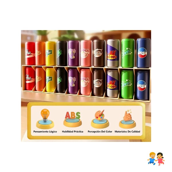 Juego De Memoria: Adivina El Orden Con Botellitas De Colores