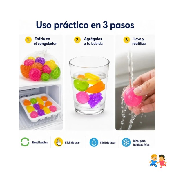 Cubos De Hielo Artificial Reutilizables De Colores