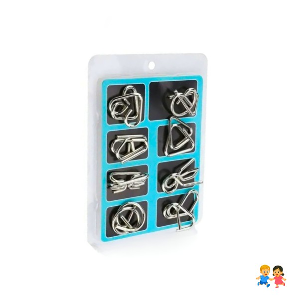 Rompecabezas Metálico 3D de Alambre para Adultos y Niños, Pack de 8