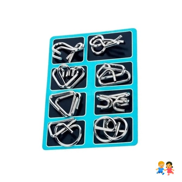 Rompecabezas Metálico 3D de Alambre para Adultos y Niños, Pack de 8