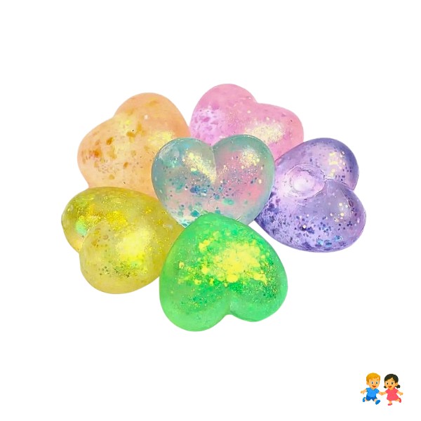 Squishy De Corazon Purpurina Brillante De Gel