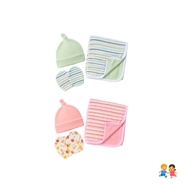 Set De Bebe Gorrito Mitones Y Paño Tuto Recién Nacido