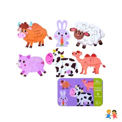 Puzzle Didáctico De Madera 6 Piezas Niños 2-4 Años