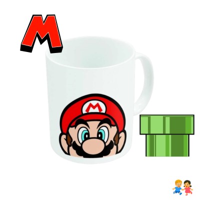 Taza Mario Bros Nintendo Blanca Cerámica