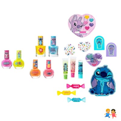 Set Maquillaje Stitch Disney Niñas Esmalte Pelo