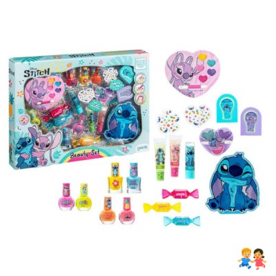 Set Maquillaje Stitch Disney Niñas Esmalte Pelo