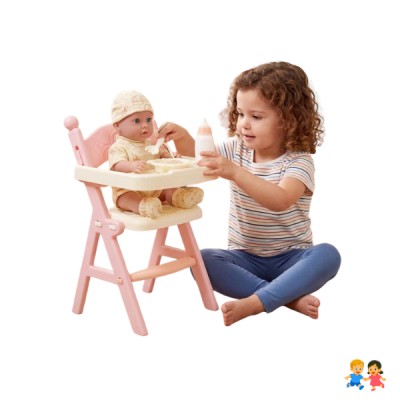 Muñeca Con Silla Para Comer Mamadera Sonidos