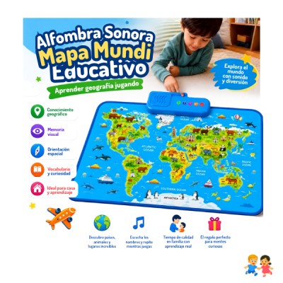 Alfombra Sonora Mapa Mundi Educativo Interactivo Niños