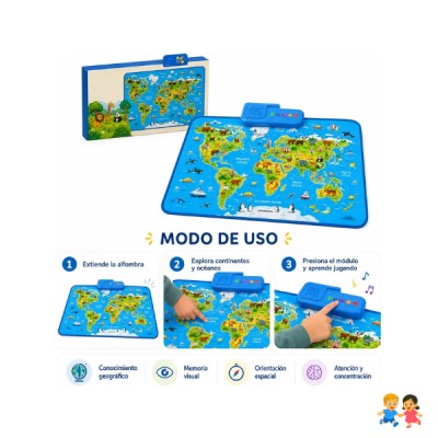 Alfombra Sonora Mapa Mundi Educativo Interactivo Niños