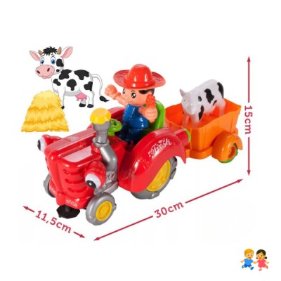 Tractor De Juguete Niño Luces Y Sonidos Granja Remolque