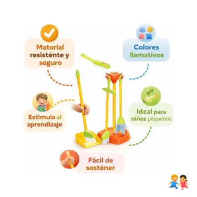 Set De Limpieza Juguete Infantil Escoba Recogedor Trapeador
