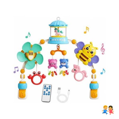 Móvil Para Cuna Musical Carrusel Bebé Control Remoto Usb