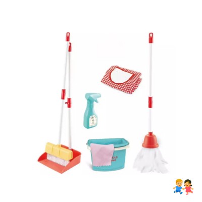 Set De Limpieza Juguete Niña Balde Trapeador Delantal Aseo