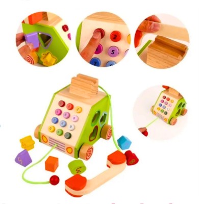 Telefono Juguete Niños bebe Didactico De Madera