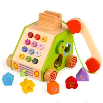 Telefono Juguete Niños bebe Didactico De Madera