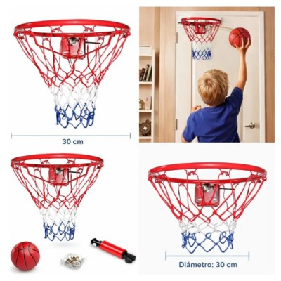 Aro De Basquetbol Con Pelota Y Bomba Set Deportivo Niño