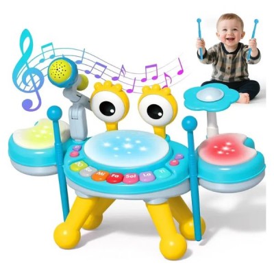 Batería Musical Infantil Juguete Piano Luces Micrófono