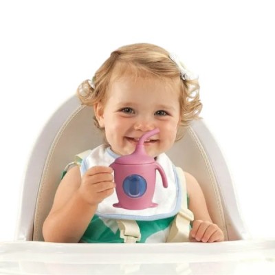 Vaso Entrenador Bebé Silicona Antiderrame Con Bombilla