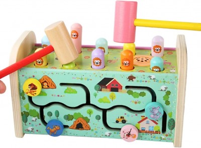Juguete Montessori De Madera Didáctico Laberinto 3 En 1