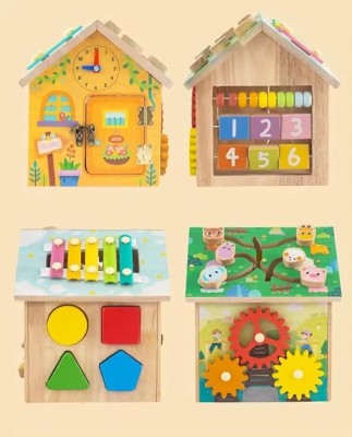 Casa Didáctica De Madera Con Encaje, Números Y Formas