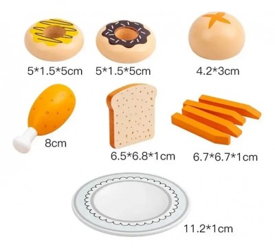 Microondas Juguete Con Alimentos Madera Para Niños