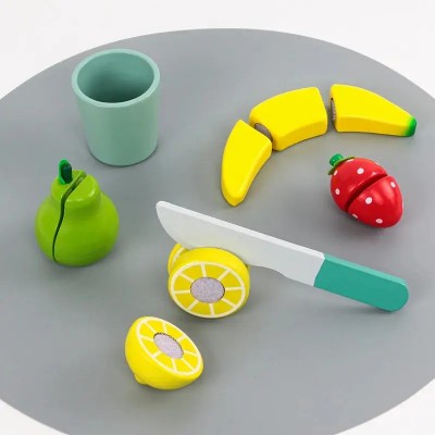 Licuadora Juguete Madera Con Frutas Para Niños