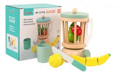 Licuadora Juguete Madera Con Frutas Para Niños