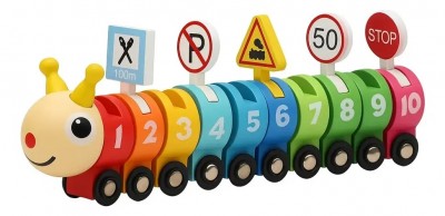 Tren Oruga Madera Didáctico Números Y Señales