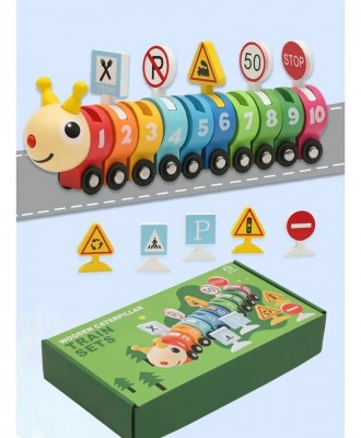Tren Oruga Madera Didáctico Números Y Señales
