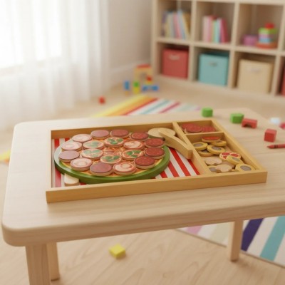 Pizza De Madera 36 Piezas Juguete Infantil