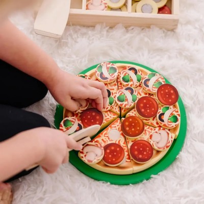 Pizza De Madera 36 Piezas Juguete Infantil