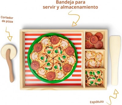 Pizza De Madera 36 Piezas Juguete Infantil