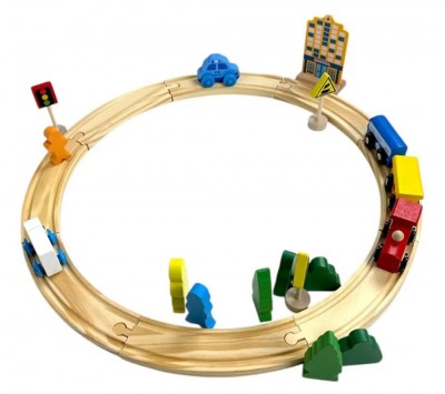 Pista De Tren De Madera Circular Armar Y Jugar