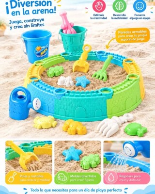 Set De Playa Y Arenero Castillo Con Moldes Y Accesorios
